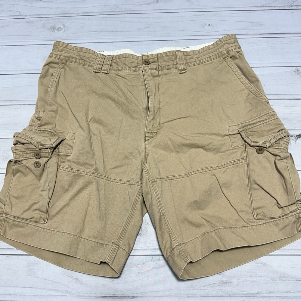 Polo Ralph Lauren Shorts 42 Tan Khaki Beige Cargo Pockets Heavyweight - Picture 3 of 10
